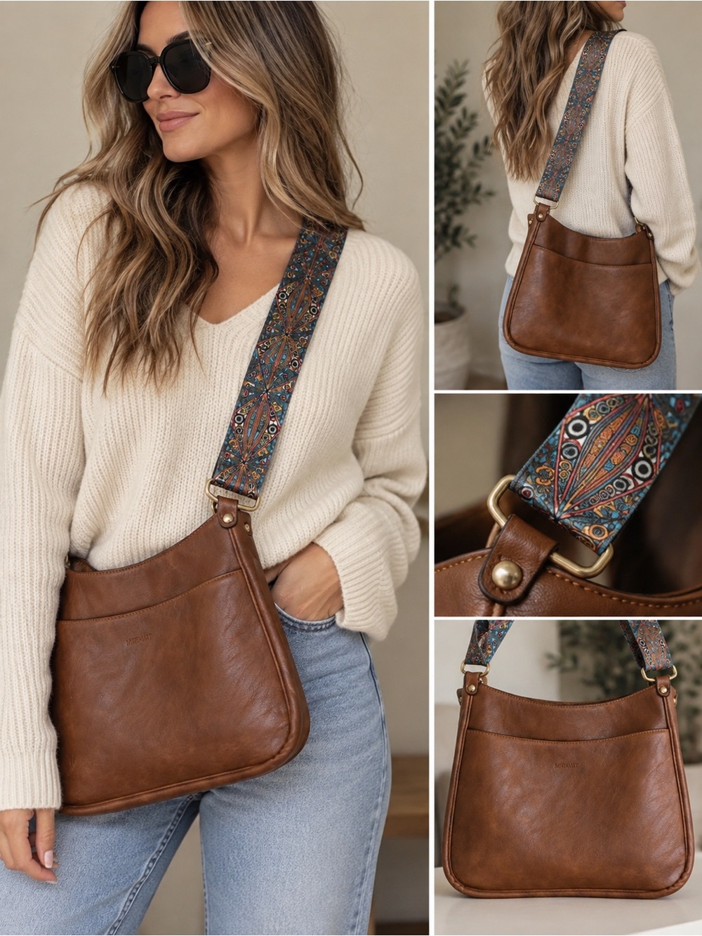 VEGAN Leather cross body bag | BOHO STRAP | fall essential